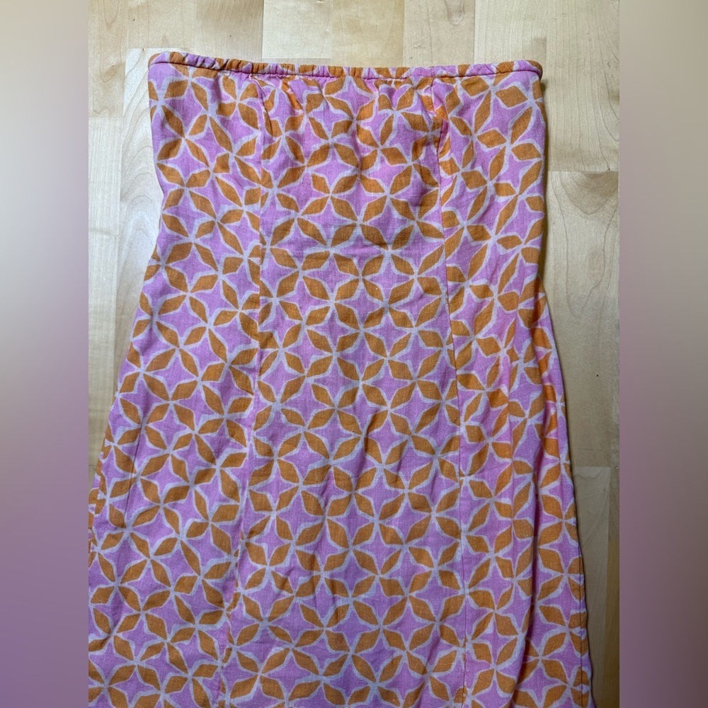 ANTHROPOLOGIE Aliza Strapless Linen Maxi Dress - Pink Size XS - Picture 4 of 7